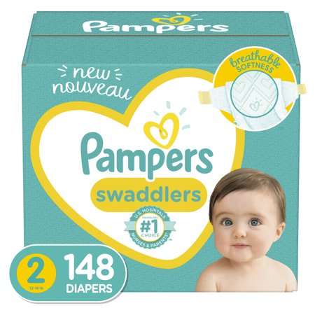 Pampers Swaddlers Diapers, Soft and Absorbent, Size 2, 148 Ct