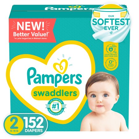 Pampers Swaddlers Diapers, Soft and Absorbent, Size 2, 152 ct