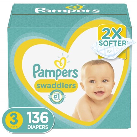 Pampers Swaddlers Diapers, Soft and Absorbent, Size 3, 136 Ct