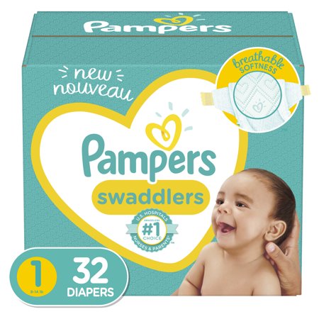 Pampers Swaddlers Newborn Diapers, Soft and Absorbent, Size 1, 32 ct
