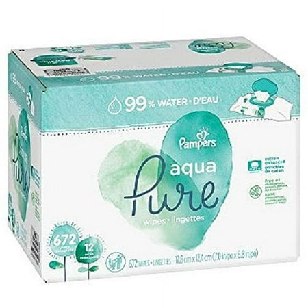 Pampers Aqua Pure Sensitive Water Baby Diaper Wipes, Hypoallergenic, 56 Count (Pack of 12)