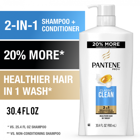 Pantene Pro-V Classic Clean nourishing Moisturizing 2 in 1 Shampoo Plus Conditioner, 30.4 fl oz