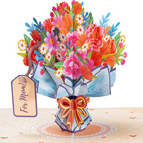Paper Love 3D Pop Up Mothers Day Card, Mom Flower Bouquet, For Mother, Wife, Anyone - 5" x 7" Cover - Includes Envelope and Note Tag MOTHERS DAY DEAL!