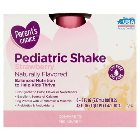 Parent's Choice Pediatric Shake, Strawberry, 8 oz Bottle (6 Count)