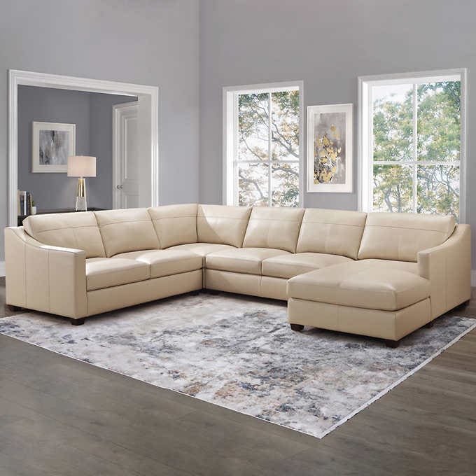 Pauline Leather Chaise Sectional on Sale At Costco