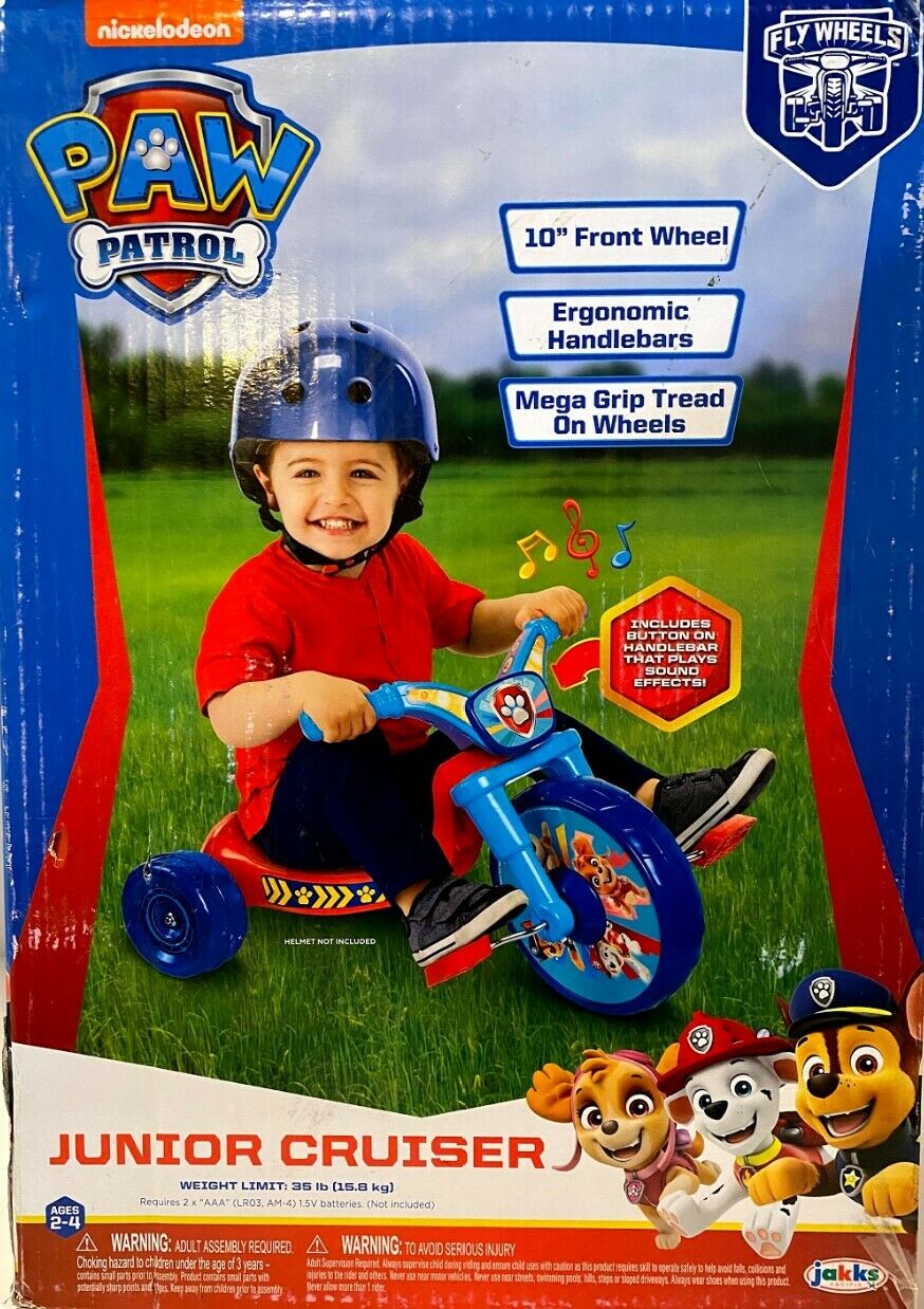 Paw Patrol 10 Inch Fly Wheels Junior Trike with Sounds for Kids 2 to 4 - NEW