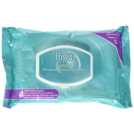 PDI Hygea Flushable Personal Wipe Cleansing Cloth, 5 X 7 Inch | Pack of 48
