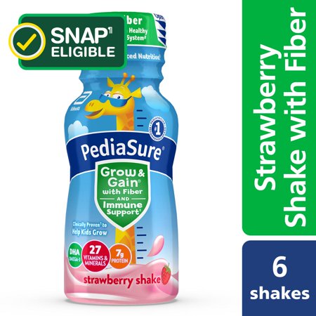 PediaSure Grow & Gain Nutritional Shake, Strawberry, 8 oz Bottle (6 Count)