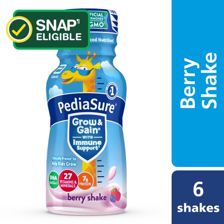 PediaSure Grow & Gain with Immune Support, Berry 8-fl-oz Bottle, 6 Count