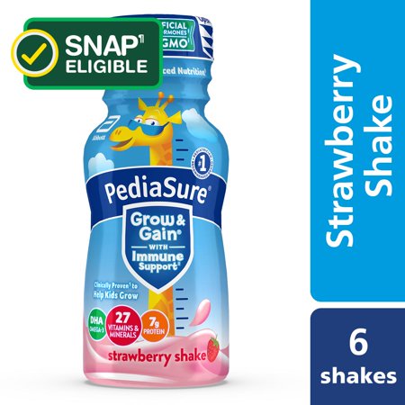 PediaSure Grow & Gain with Immune Support, Strawberry 8-fl-oz Bottle, 6 Count