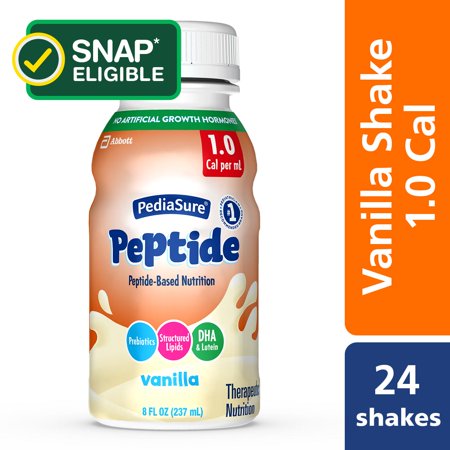 PediaSure Peptide 1.0 Cal, Therapeutic Nutrition Shake, Vanilla 8 oz, 24 Count