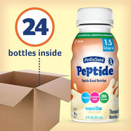 PediaSure Peptide Kids Nutritional Shake, Vanilla, 8 fl oz Bottle 24 Count