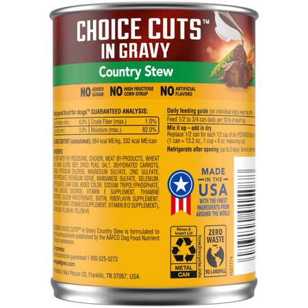 Pedigree Beef Flavor Choice Cuts In Gravy Wet Dog Food for Adult, 13.2 oz. Cans (12 Count)