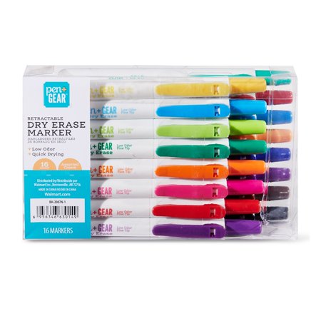 Pen + Gear Retractable Dry Erase Markers, Fine Tip, Assorted Colors, 16 Count