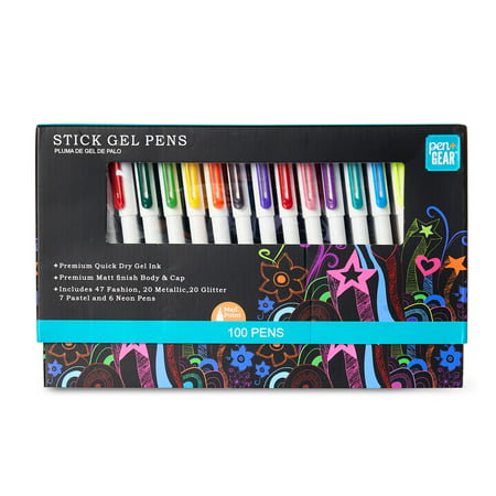 Pen+Gear Gel Stick Pens, Medium Point, Assorted Colors, 100 Count