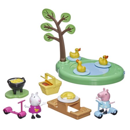 Peppa Pig Peppa's Adventures Peppa's Picnic Playset, 2 Figures and 8 Accessories, Toys for Kids Ages 3 and Up