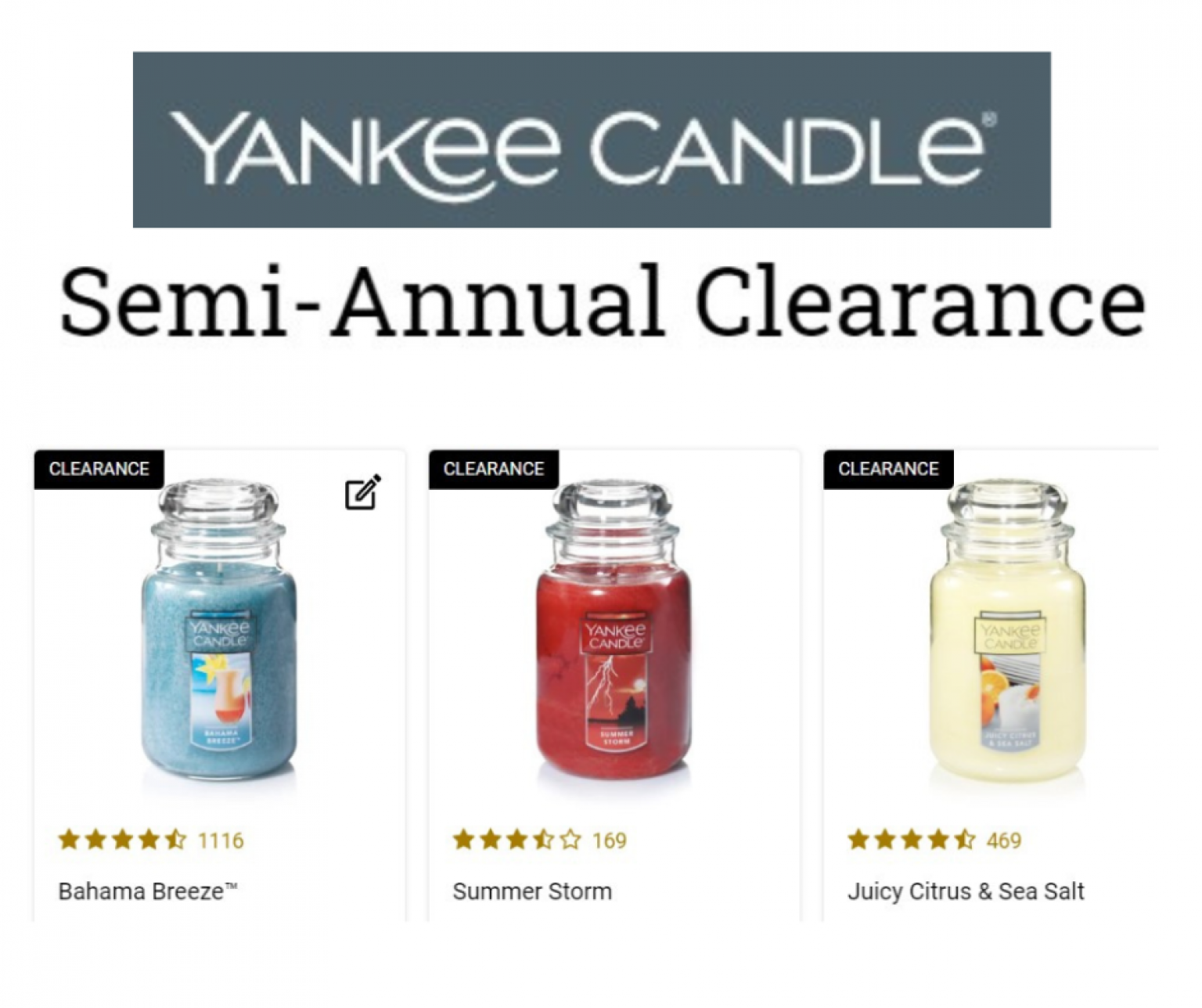 Yankee Candle SemiAnnual Clearance Sale! SAVE 80! Yes We Coupon