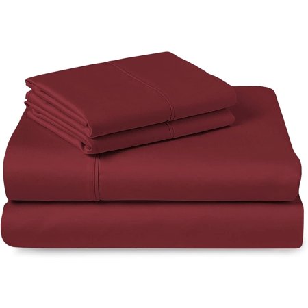 Pizuna 400 Thread Count Cotton Twin XL Sheet Set Rio Red, 100% Long Staple Pure Cotton Sateen 3PC Bed Sheets fit Upto 15 inch Deep Pockets (Rio Red 100% Cotton Twin XL Sheets)