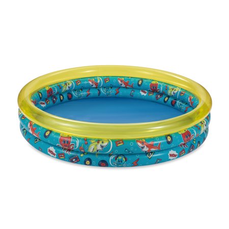 Play Day Round Inflatable 3-Ring Pool, Yellow, Ages 2 and Up, Unisex
