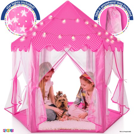 Play22USA Kids Large Playhouse Tent Kids Play Tent Princess Castle Pink Play Tent House For Girls With Star Lights And Carry Bag Princess Castle Playhouse Tent For Girls Boys Indoor Outdoor