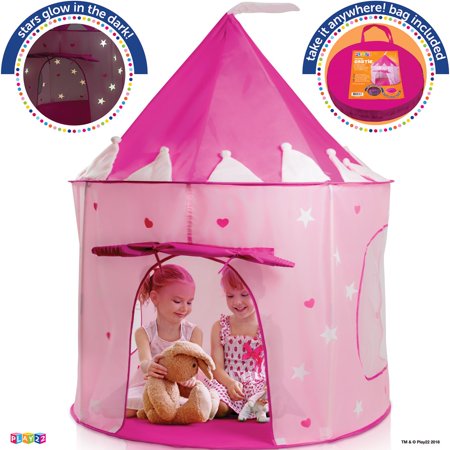 Play22USA Play Tent Princess Castle Pink - Kids Tent Features Glow In The Dark Stars - Portable Kids Play Tent - Kids Pop Up Tent Foldable Into A Carrying Bag - Indoor And Outdoor Use