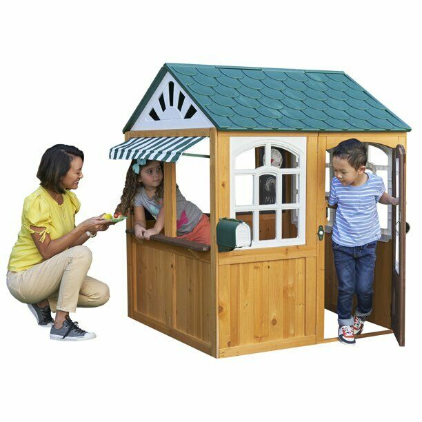 Playhouse Backyard Wooden Kids Outdoor Yard Fun Play House Children Garden Toys