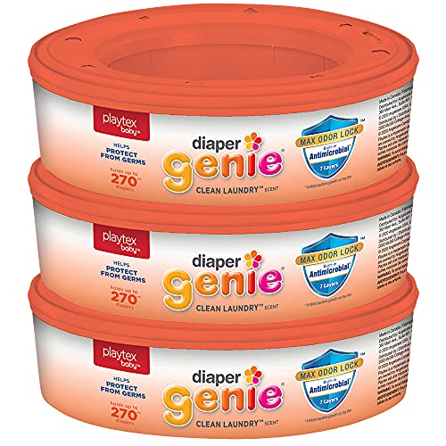 Playtex Diaper Genie Clean Laundry Scent Refill Bags, with Max Odor Lock™ and built-in antimicrobial, 270 count (pack of 3)
