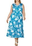 Plus Size Tropical Puff Print Maxi Dress on Sale At Belk