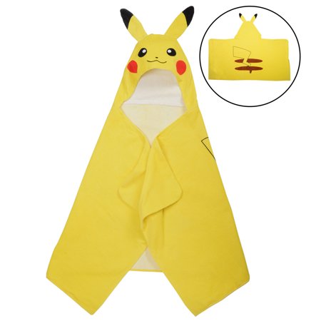 Pokemon Kids Pikachu Hooded Bath Towel, Cotton, Yellow