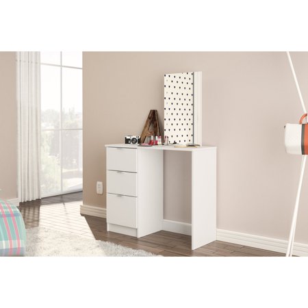 Polifurniture New Minas Modern Bedroom Vanity Table, White Finish