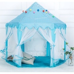 Pongee Princess Castle Play House Outdoor Kids Play Tent for Girls in Blue Large