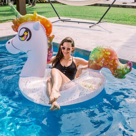 Pool Candy Unicorn Glitter Pool Float with Drink Holder PC6048UNI