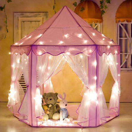 Porpora Hexagon Princess Castle Play Tent Indoor for Kids Gift, X-Large, Pink 55"x 53"(DxH) 1 Pack