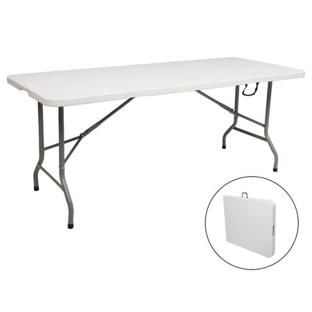 Portable Folding Picnic Table, 6FT Anti-Slip Foldable Table, Plastic Small Folding Table, Utility Table Outdoor Table for Party, Camping, Beach, 72" X 30" X 29", JA1669