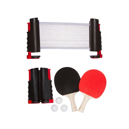 Portable & Lightweight Ping Pong Game Set By Trademark Innovations (Red)
