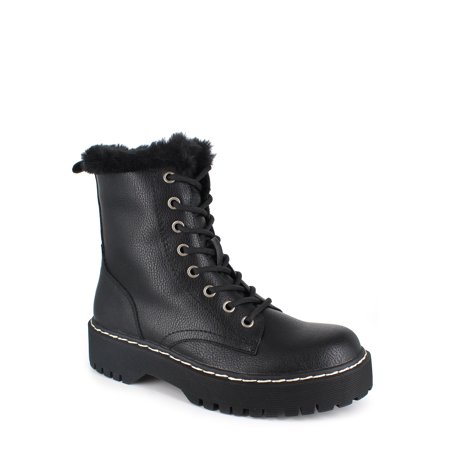 Portland By Portland Boot Company Women'S Faux Fur Trim Lug Sole Boot