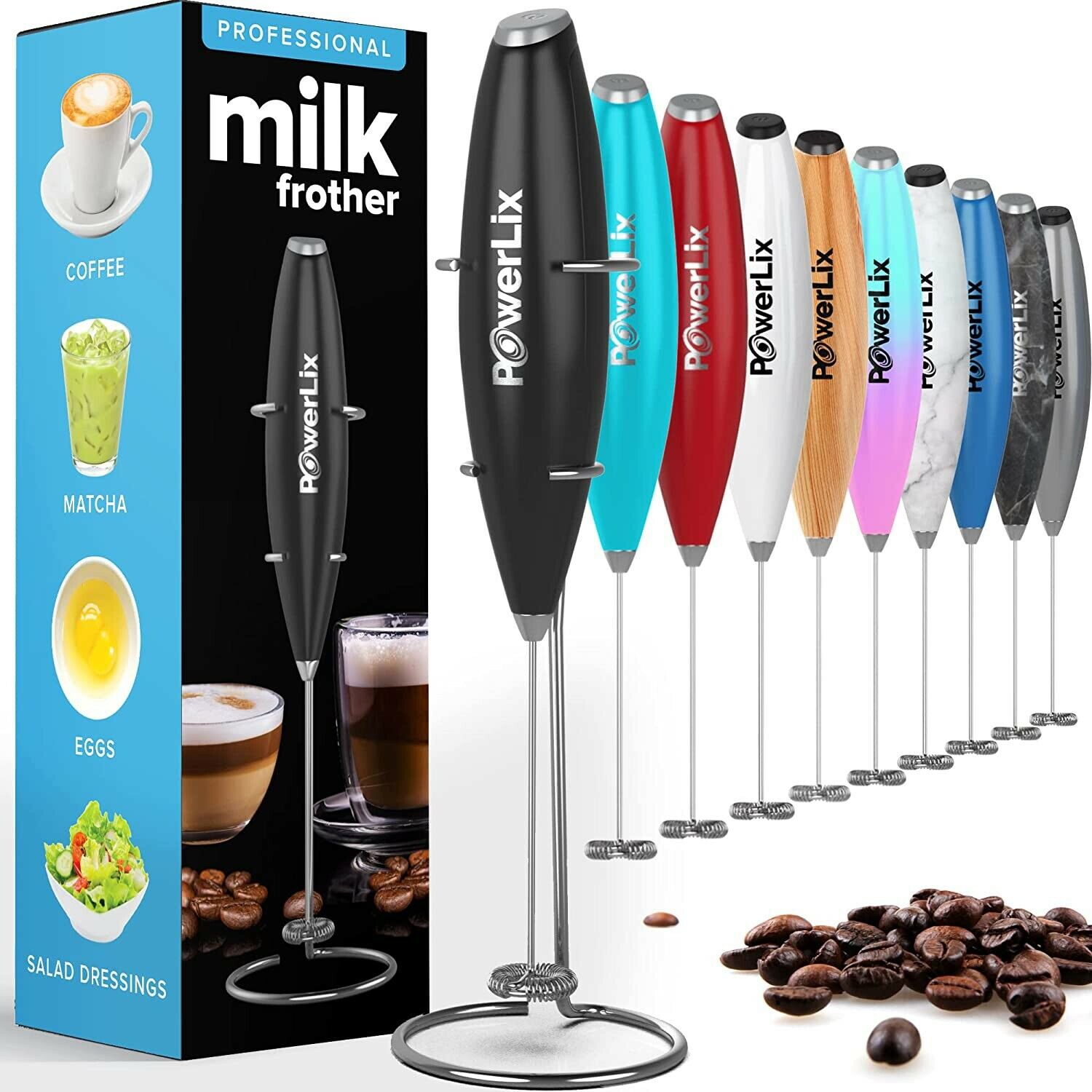 PowerLix Milk Frother Handheld Battery Operated Electric Whisk Foam Maker Coffee