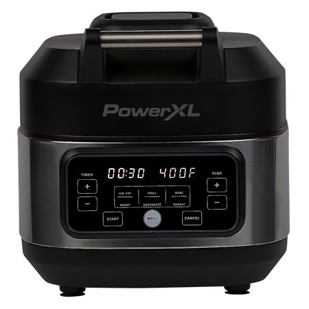 PowerXL Grill Air Fryer Home, Electric Indoor Grill and 5.5 Quart Air Fryer Multi-Cooker – Roast, Bake, Dehydrate, Reheat - Black
