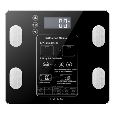 Precision Body Fat Scale with Backlit LCD Digital Bathroom Scale For Body Weight, Body Fat,Water,Muscle,BMI,Bone Mass and Calorie,10 User Recognition 400 lbs Capacity,Fat Loss Monitor,Black