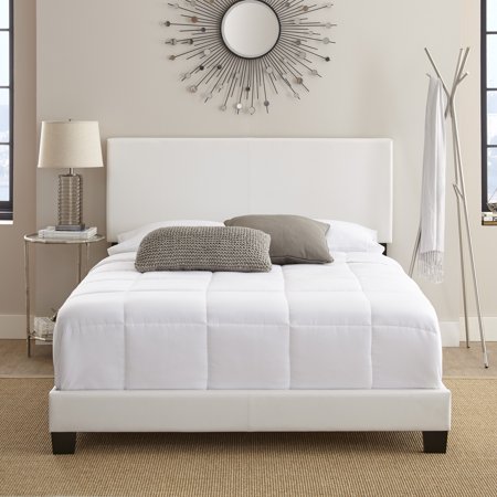 Premier Sutton Upholstered Faux Leather Platform Bed Frame, Twin, White