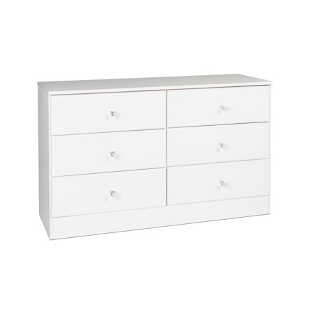 Prepac Astrid Modern 6-Drawer Double Dresser, Crystal White