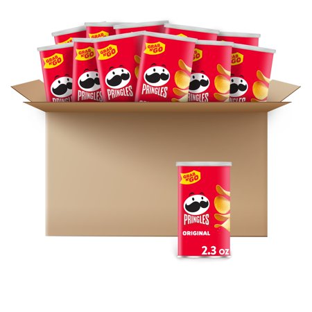 Pringles Potato Crisps Chips, Lunch Snacks, Office and Kids Snacks, Original, 12 Ct, 27.6 Oz, Case