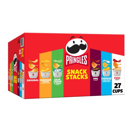 Pringles Potato Crisps Chips, Lunch Snacks, Office and Kids Snacks, Variety Pack, 27 Ct, 19.5 Oz, Box