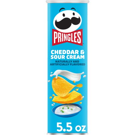 Pringles Potato Crisps Chips, Lunch Snacks, On The Go Snacks, Cheddar and Sour Cream, 5.5 Oz, Can