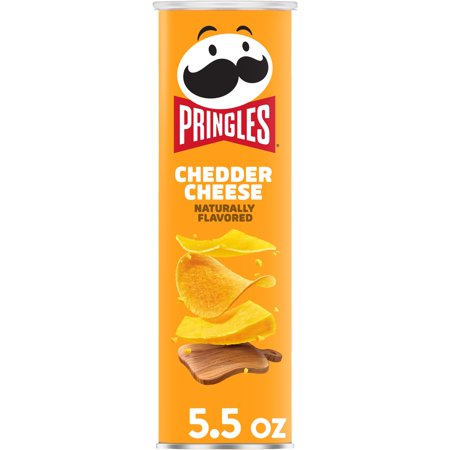 Pringles Potato Crisps Chips, Lunch Snacks, On The Go Snacks, Cheddar Cheese, 5.5 Oz, Can