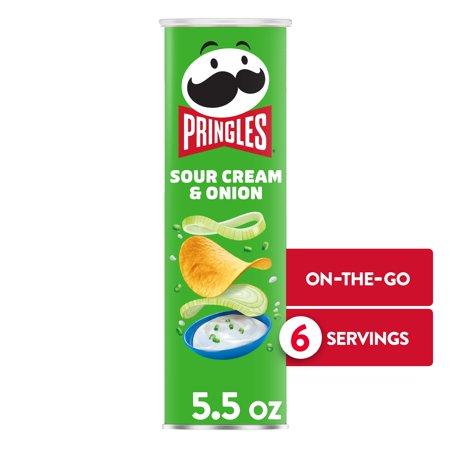Pringles Potato Crisps Chips, Lunch Snacks, On The Go Snacks, Sour Cream and Onion, 5.5 Oz, Can