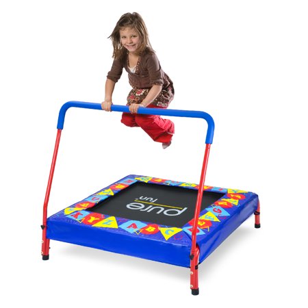 Pure Fun 36-Inch Trampoline for Kids, with Handrail, Blue Alphabet