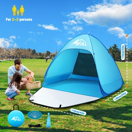 Purebox Pop Up Beach Tent UPF 50 Sun Shelter 2-3 Person Automatic Waterproof Fishing Picnic Camping Tent W/ Carry Bag Blue