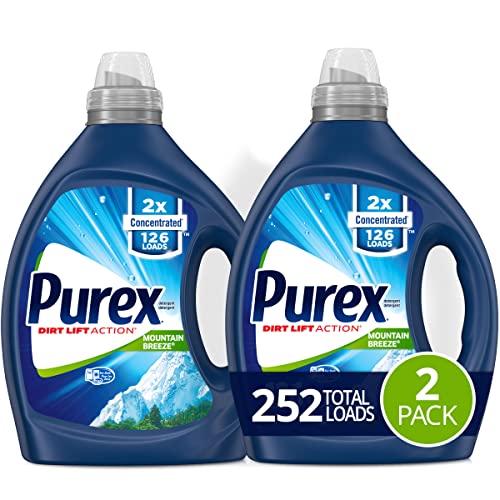Purex Liquid Laundry Detergent, Mountain Breeze, 2X Concentrated, Pack of 2, 252 Total Loads