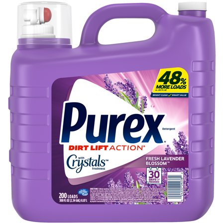Purex Liquid Laundry Detergent with Crystals Fragrance, Fresh Lavender Blossom, 300 Fluid Ounces, 200 Loads